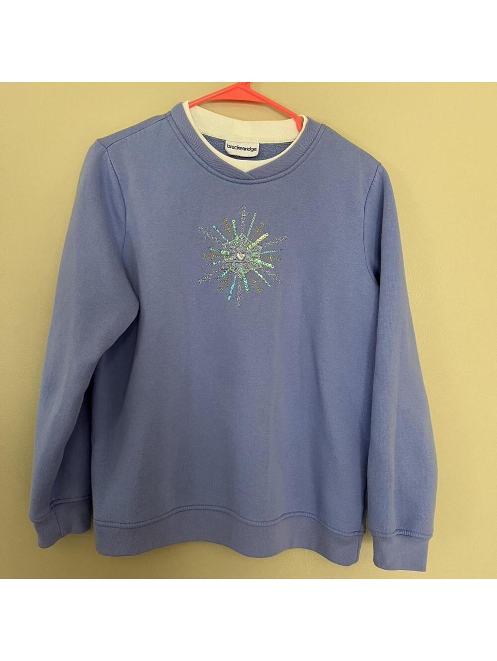 Vintage Breckenridge crewneck blue sweatshirt sequin snowburst size M/L